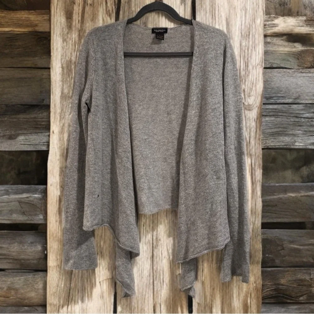 Philosophy Dane Lewis Light Gray 100% Cashmere Open Cardigan Sweater High-LowHem - Picture 12 of 15